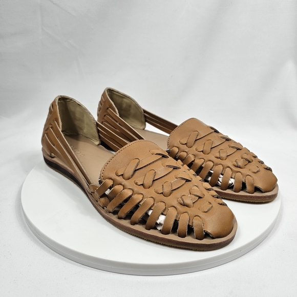 NIB Nisolo Huarache Sandal Handwoven Leather Woven Slip On Flats Almond Tan 10 - Picture 2 of 15